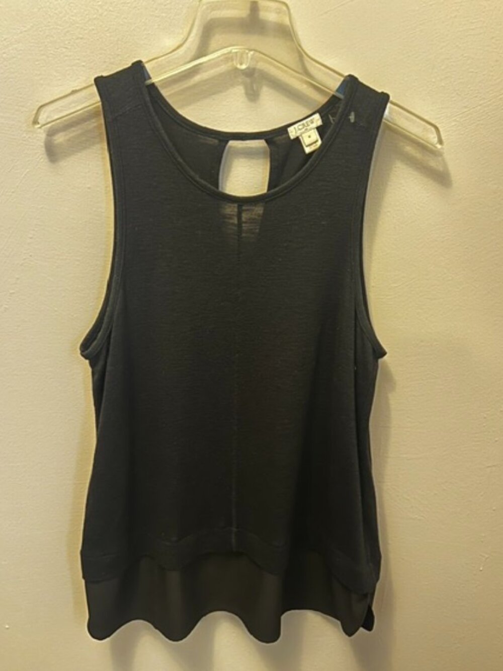 Women's J. Crew Dressy Tank, Black, Size M, Longer, Flowy, Keyhole Back, Ex Con!